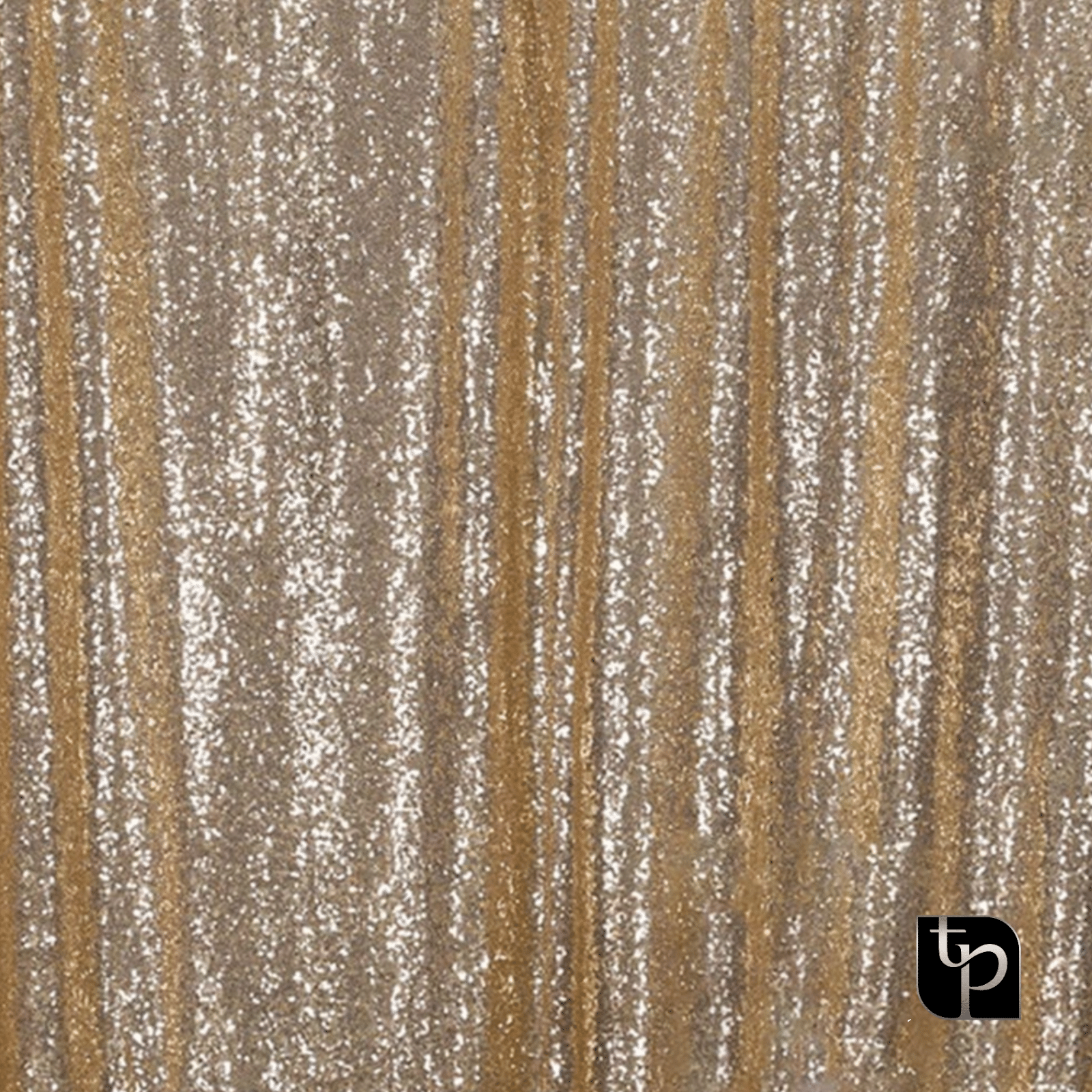 Glittery gold and silver backdrop with vertical stripes, showcasing a shimmering texture ideal for enhancing photography settings.