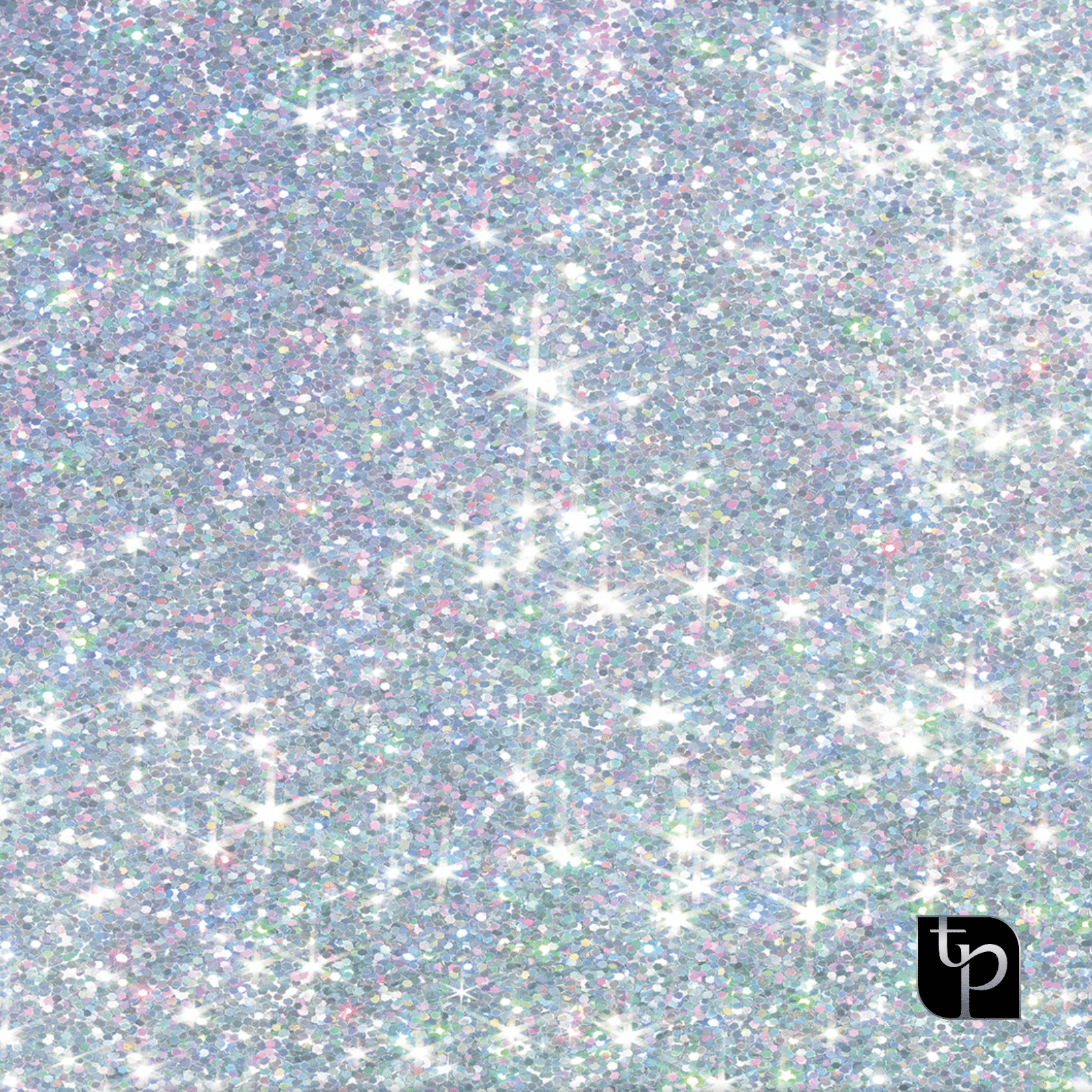 Glittering silver backdrop with colorful sparkles and star-like highlights, ideal for enhancing photography settings, featuring The Phototique logo.