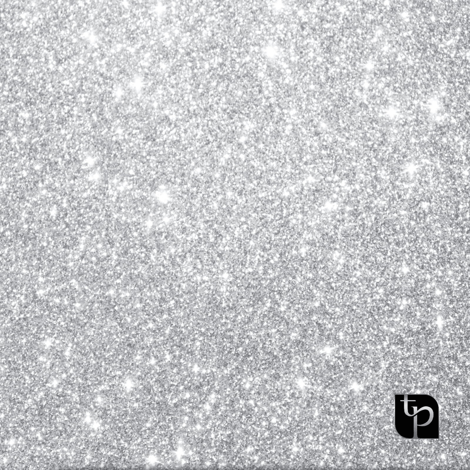 Silver glitter backdrop with sparkling texture, ideal for enhancing photography settings, featuring branding from The Phototique.