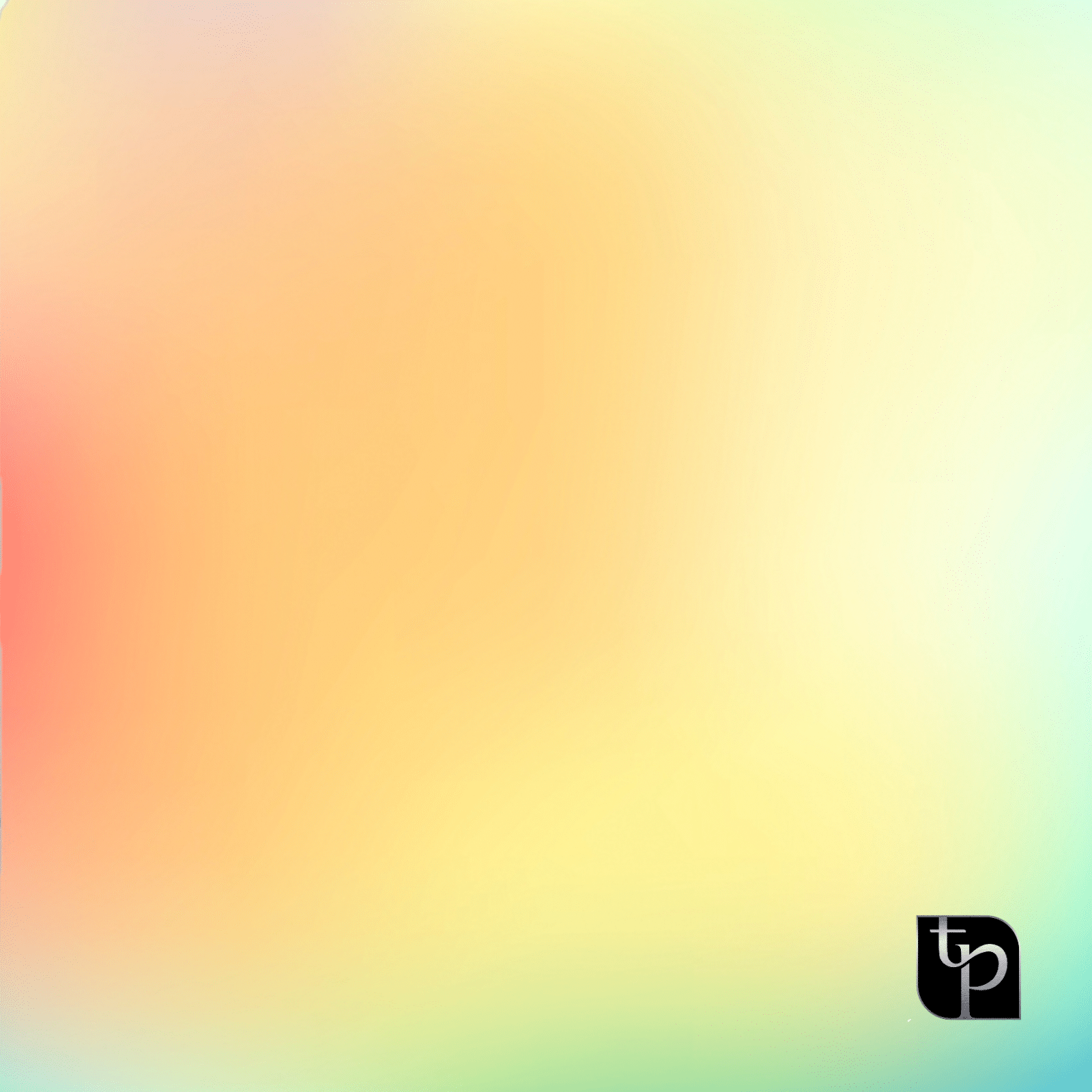 Colorful abstract backdrop featuring soft gradients of orange, yellow, and green, with The Phototique logo in the bottom right corner, suitable for enhancing photography settings.