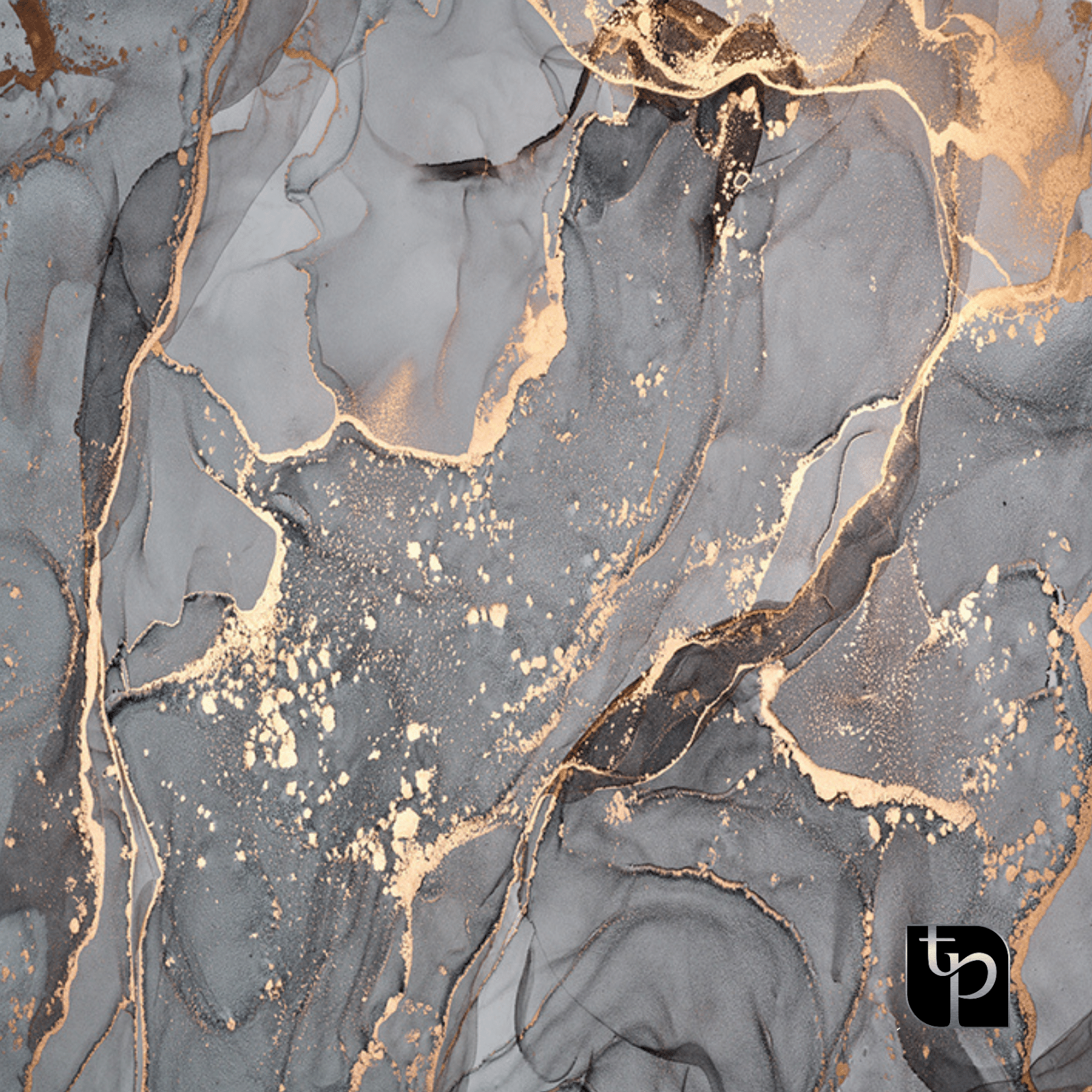 Gray and gold abstract backdrop design featuring fluid textures and metallic accents, ideal for enhancing photography settings by The Phototique.