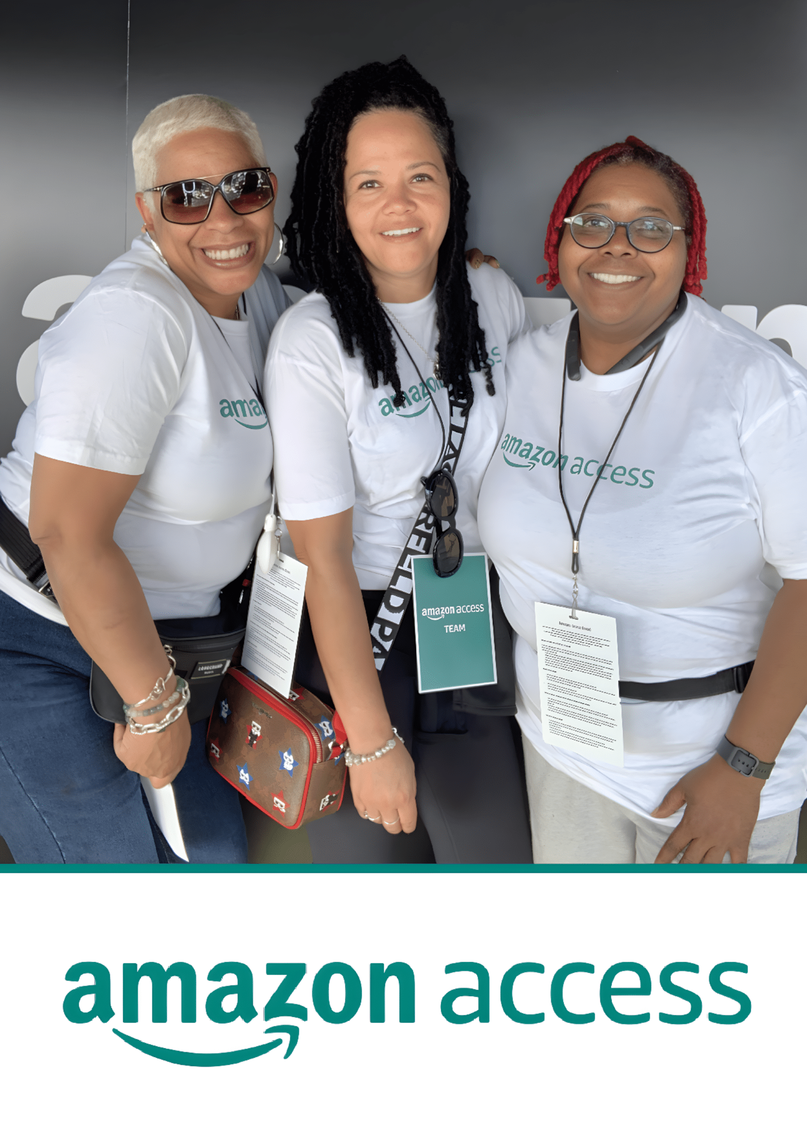 Ladies at an Amazon Brand Activation posing for the photo booth