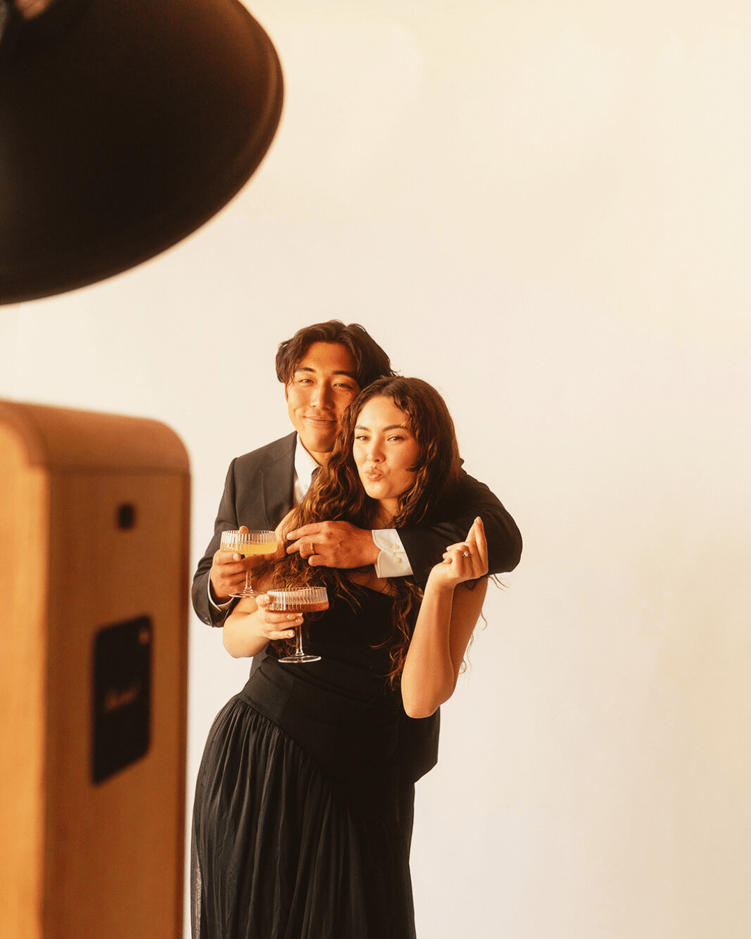 two people pose for wedding photo booth in washington dc
