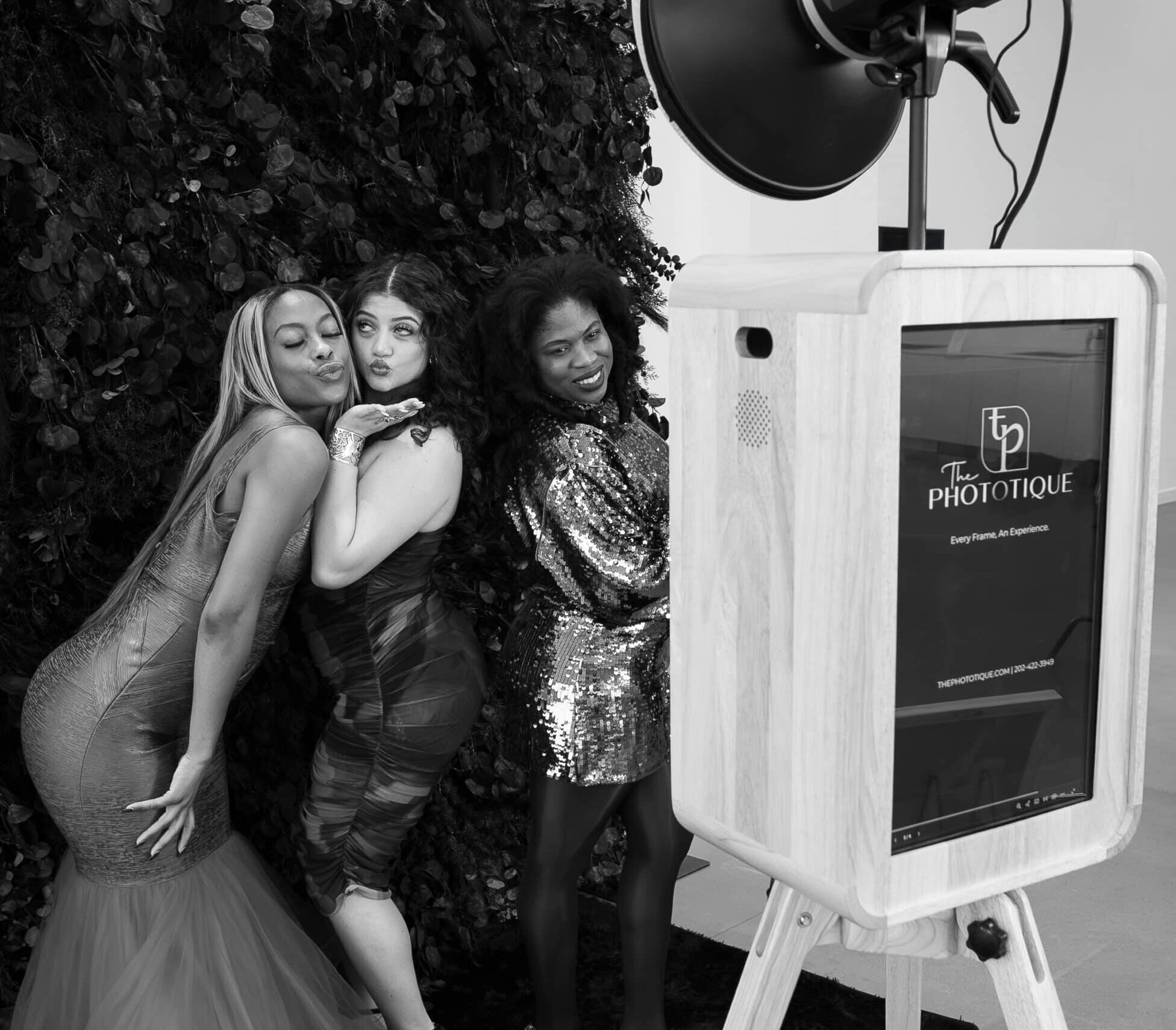 women pose at gala for washington dc phot booth